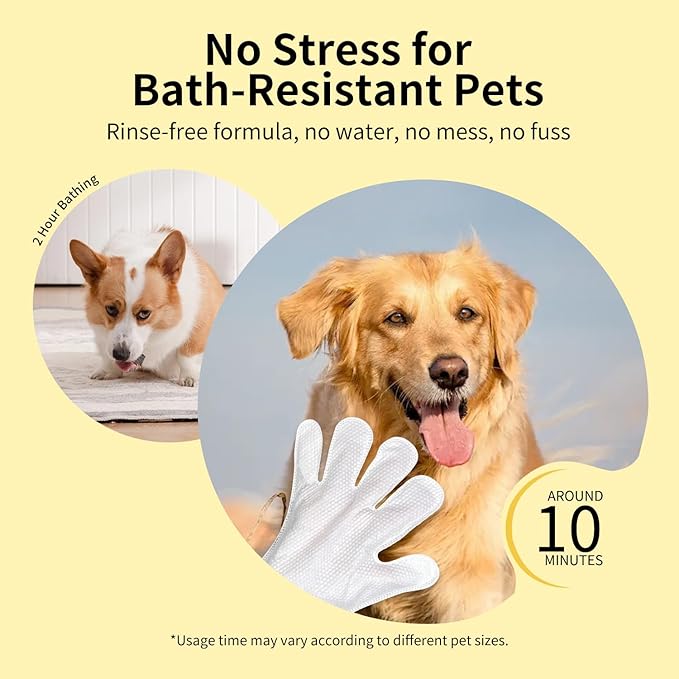 MIOSSZI 24 PCS Pet Gloves Wipes for Dogs & Cats Wipes Cleaning Deodorizing Hypoallergenic No-Rinse Pet Grooming Wipes Unscented Extra Thick Bathing Wipes for Pet Dry Cleaning Daily Care and Travel