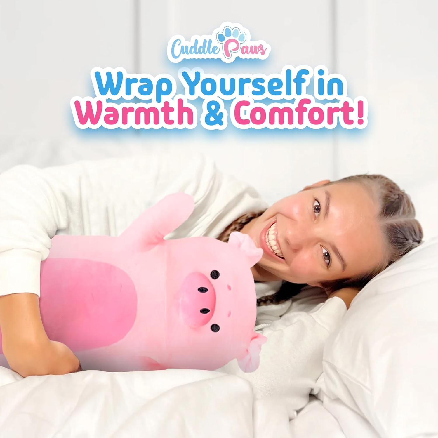 Big Pig Plush Body Pillow for Kids | Long Stuffed Animal Cuddle Pillow | Soft Hugging Toy | Plushie Gift for Girls & Boys | Long Plush Body Pillow for Sleep & Comfort | Medium, 35 Inches