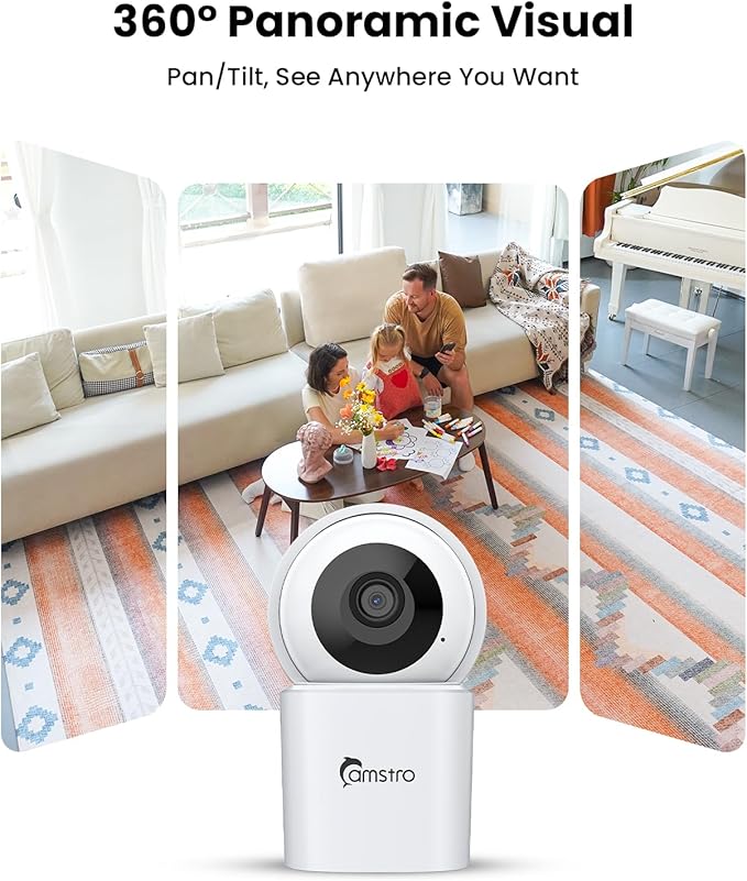 3K Indoor Security Camera, 360° Pan/Tilt WiFi Camera for Home Security, 2.4/5GHz Pet/Dog/Baby Camera with Phone app,Night Vision, Two-Way Audio, 24/7,SD/Cloud Storage,Compatible with Alexa