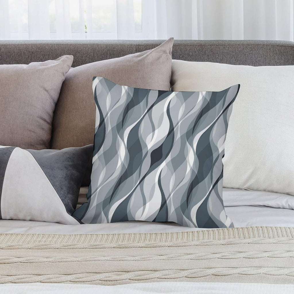 Blue Throw Pillow Covers Modern Abstract Blue and Grey Striped Decorations for Bedroom Living Room Farmhouse Sofa Pillows Bed Couch 18x18 Inch
