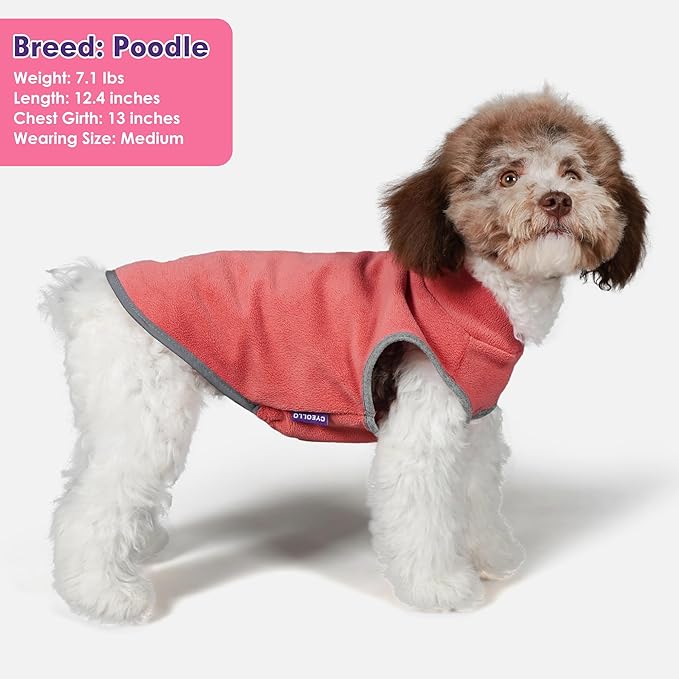 cyeollo 2 Pack Fleece Dog Sweater Vest Dog Sweatshirt Reflective Lightweight Doggie Clothes for Small Dogs Girl Pet Apparel Pink, Fuschia, M