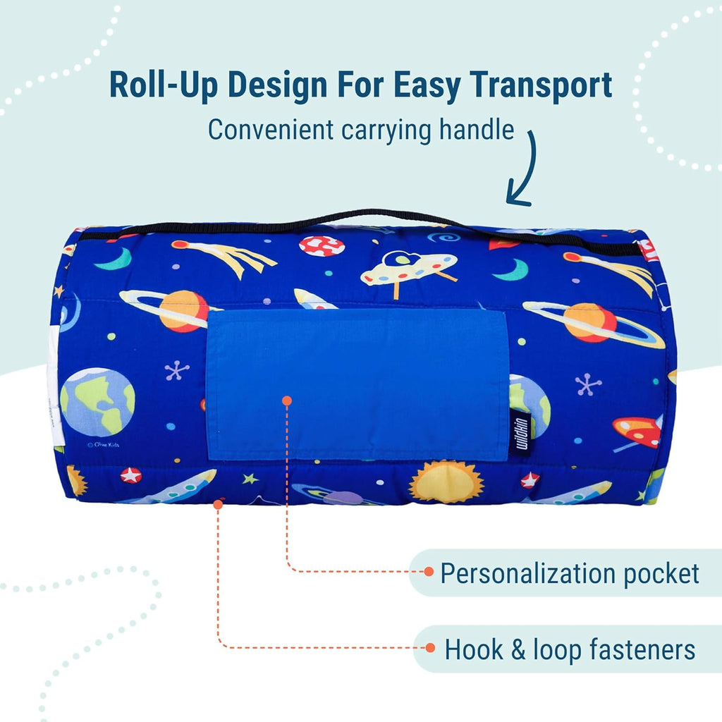 Wildkin Kids Original Nap Mat – Cozy Kids Sleep Mat with Pillow, Ideal for School & Travel - Out of This World