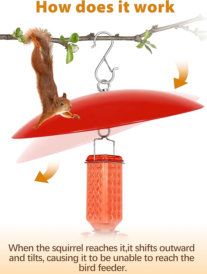 13" Bird Feeder Rain Cover,Bird House Dome Baffle,Hummingbird Feeder Guard for Shepherd's Hook Outdoors, (Bright Red), 4Pack