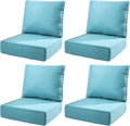6" Thick Outdoor Cushions 22x24x6, 4-Set Deep Seat Patio Cushions with Removable Cover, Waterproof & Fade Resistant Replacement for Wicker Chair, Loveseat, Sofa - Teal