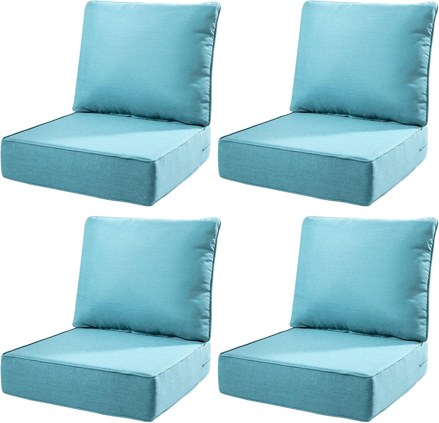 6" Thick Outdoor Cushions 22x24x6, 4-Set Deep Seat Patio Cushions with Removable Cover, Waterproof & Fade Resistant Replacement for Wicker Chair, Loveseat, Sofa - Teal