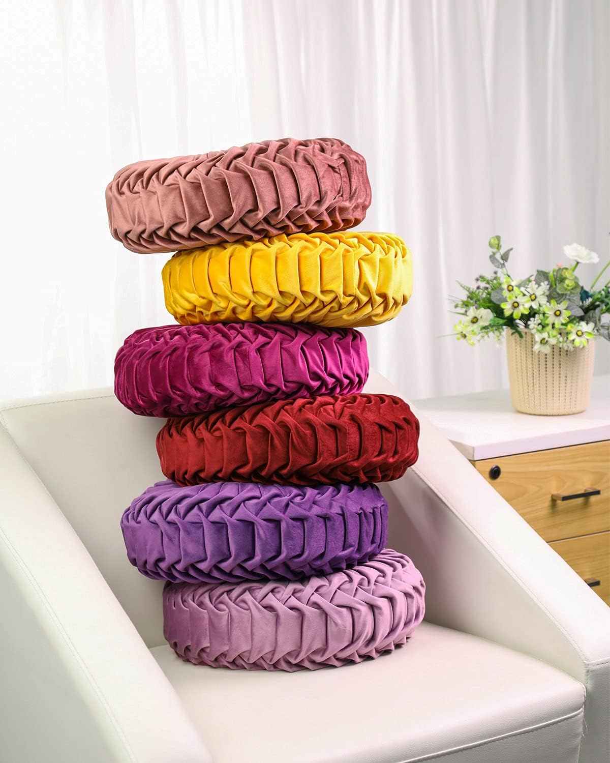 HLOVME Throw Pillow for Couch Decorative 3D Pumpkin Round Velvet Cushion for Sofa Bed Chair Floor 15"X15", Brown