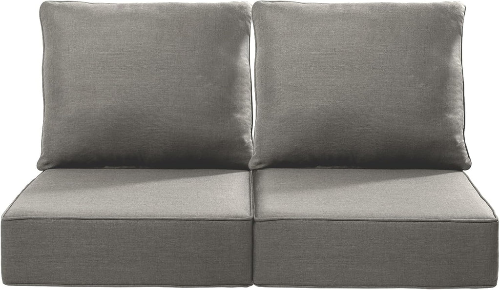 Luxury 24x24x6 Inch Outdoor Seat Cushions - Set of 2 Water Resistant Patio Chair Comfortable Cushion for Porch Set Rattan Dining Rocker Glider Chairs Loveseat Couch Sectional Sofa - Grey