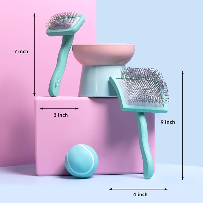 Floof by Brodie Dog Grooming Slicker Wire Brush: Designed for Long Haired Dog Breeds - Dematting and Deshedding, Comfortable and Easy to Use, Ergonomic Handle - Small (Teal, Small)