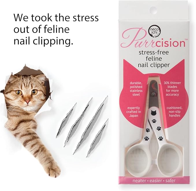 NECOICHI Purrcision Feline Cat Nail Clippers Stress-Free, Expertly Crafted in Japan, Neater, Easier, Safer, 30% Thinner Blades, No.1 Seller in Japan!