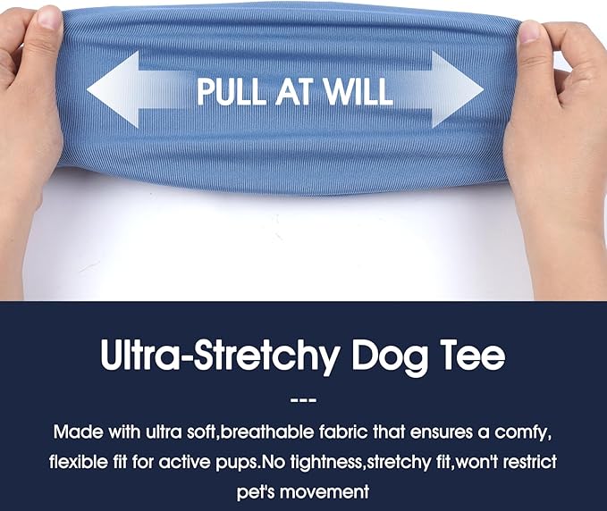 IECOii 2 Pack Large Dog T-Shirt | Non-Restrictive Fit for Running, Breathable Summer Wear - Non-stuffy Design - Keeps Pups Comfortable in Hot Weather, Grey+Blue, 2XL