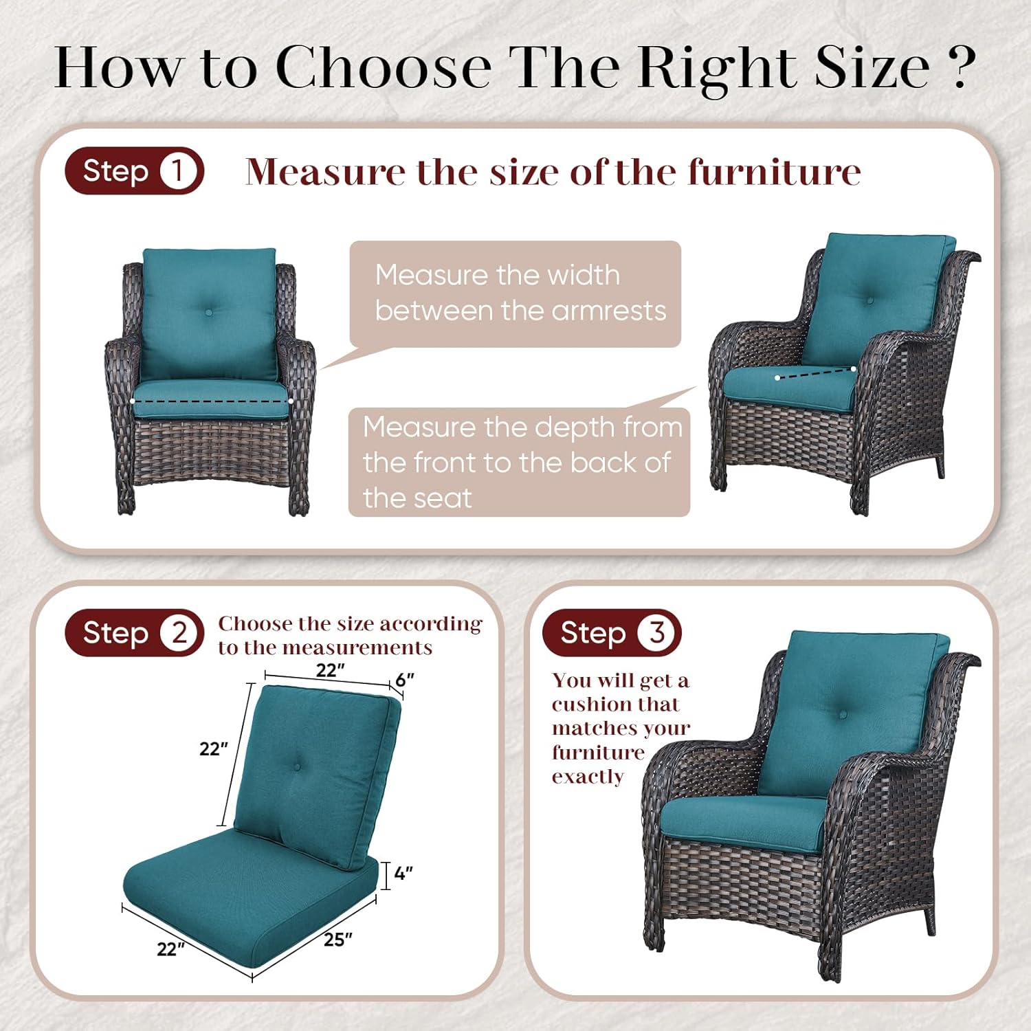 Outdoor Chair Cushions-Patio Chair Cushions Set with Removable Cover 22 X 25 Inch Outdoor Cushions for Patio Furniture Chair Sofa Couch-Peacock Blue