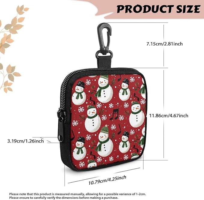 KEIAHUAN Christmas Dog Training Bag Treat Pouch Xmas Puppy Training Small Bag with Carabiner Hand Free Puppy Walking Bag Christmas Coin Bags Small, Christmas Snowman