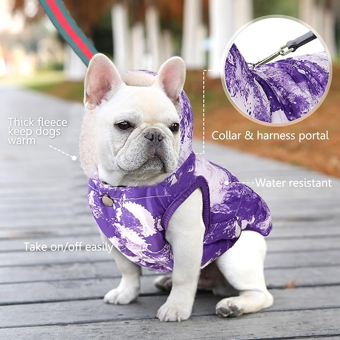 SAWMONG Dog Fleece Hoodie, Windproof Waterproof Dog Coat Cold Weather Pet Apparel Clothes Vest for Large Dogs