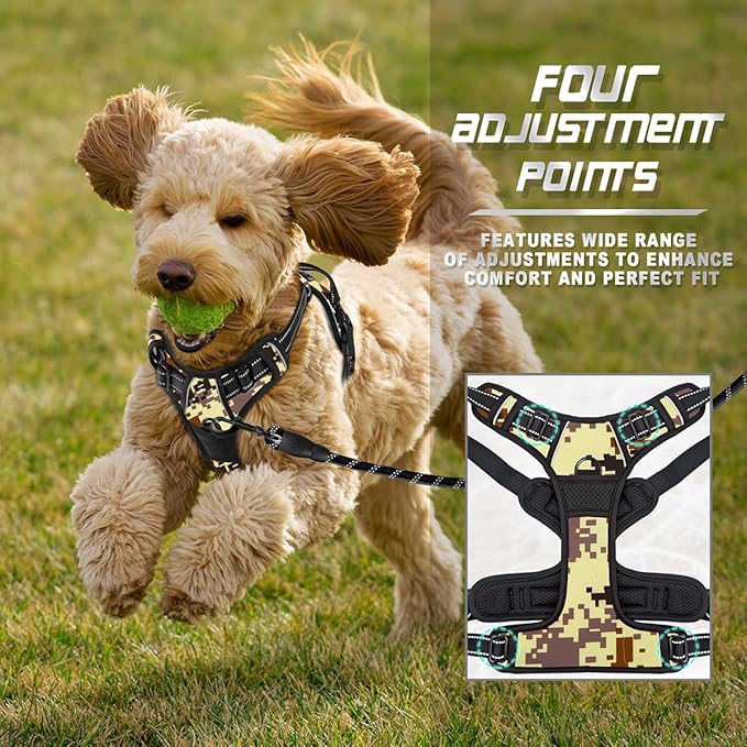 BARKBAY No Pull Dog Harness Front Clip Heavy Duty Reflective Easy Control Handle for Large Dog Walking(Desert camo,XS)