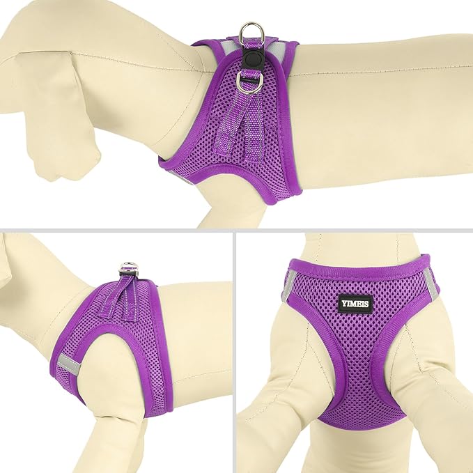 YIMEIS Dog Harness and Leash Set, No Pull Soft Mesh Pet Harness, Reflective Adjustable Puppy Vest for Small Medium Large Dogs, Cats (Purple, Small (Pack of 1)