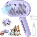 3-in-1 Self-Cleaning Brush for Shedding Dogs and Cats - Removes Static, Tangles, and Loose Hair (Purple)