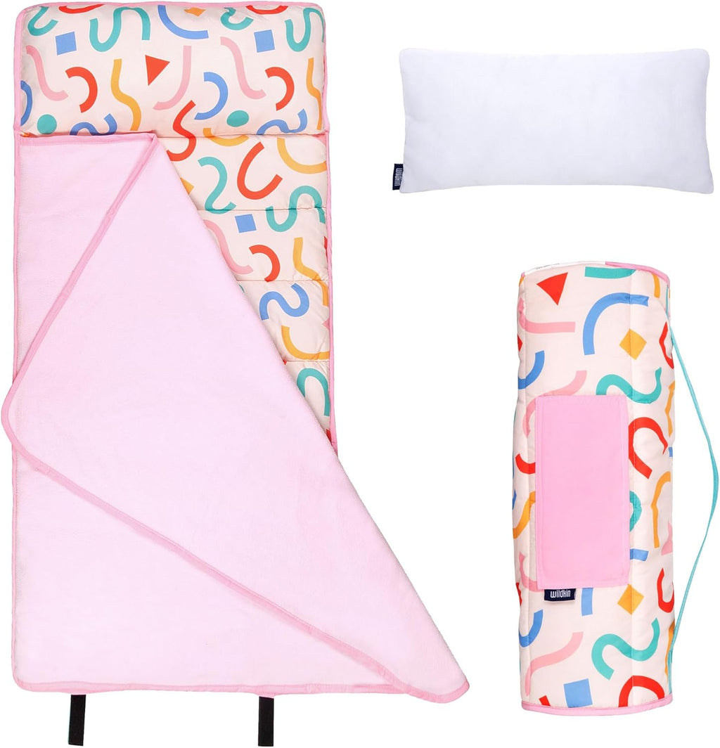 Wildkin 43-inch Kids Nap Mat – Soft Microfiber Toddler Sleeping Mat with Pillow