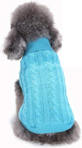 Dog Sweater, Warm & Comfortable Winter Classic Turtleneck Pet Sweater, Large, Blue