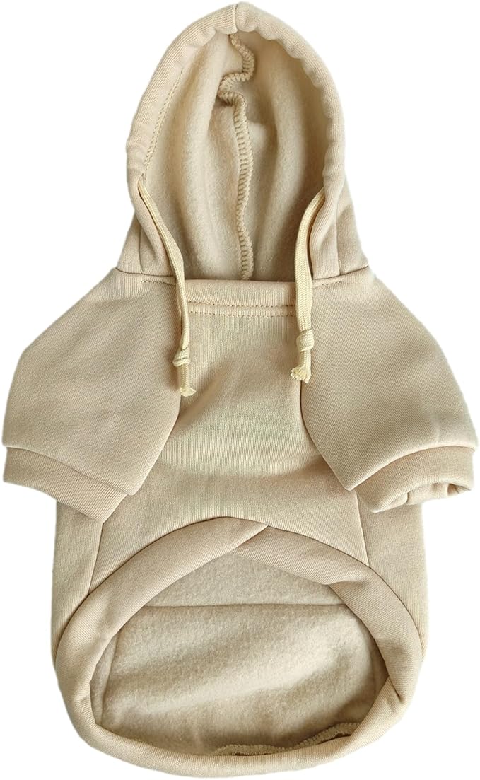 Jecikelon Pet Dog Cold Weather Coat with Pocket Winter Dog Hoodie Warm Puppy Clothes for Small Dogs Chihuahua Clothing (Beige, X-Small)