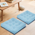 Meditation Floor Pillow Set of 2, Square Large Pillows Seating for Adults, Tufted Corduroy Cushion for Tatami Living Room, 22x22 Inch FP-Lblue