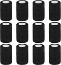 12 Pack Self Adhesive Bandage Wrap,3" X 5 Yards Black Elastic Cohesive Bandage for Sports,Wrist,Ankle,Vet Wrap,Grip Tape