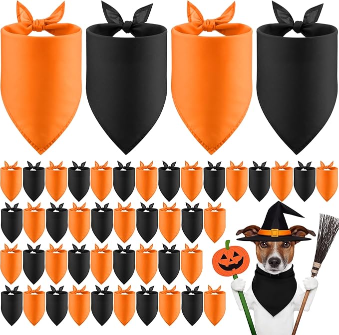 48 Pcs Halloween Color Dog Bandanas Bulk Sublimation Blank Bandanas for Dogs Heat Transfer Triangle Bibs DIY Scarf for Small Medium Large Puppy Pets Costume Photo Props Accessories Pet Shops