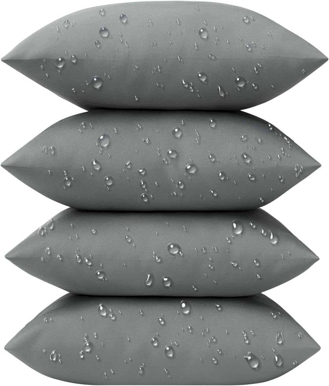 Phantoscope Pack of 4 Premium Dual Usage Outdoor Pillow Inserts, Waterproof Throw Pillows No Cover Needed, Colorful Decorative Couch Sham Cushion Stuffer Patio Couch Tent, Gray 18 x 18 Inches