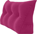 Triangular Reading Bed Rest Pillow Large Bolster Cushion Headboard Backrest Wedge Pillow with Removable Cover and Two Large Side Pockets (Magenta, Twin: 39 x 8 x 20 inches)