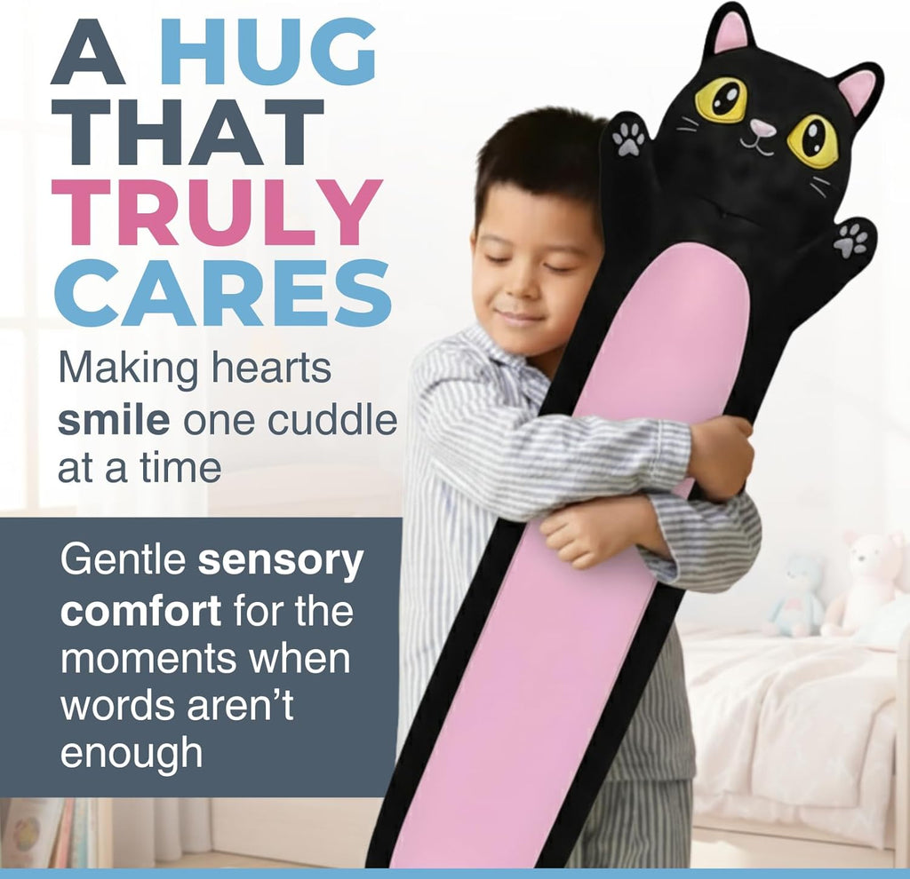 Black Cat Plush Body Pillow for Kids | Long Stuffed Animal Cuddle Pillow | Soft Hugging Toy | Plushie Gift for Girls & Boys | Long Plush Body Pillow for Sleep & Comfort | Large, 47 Inches
