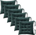 6 Pack Square Seat Cushion Chair Pads for Kitchen Dining Chairs, Soft Comfort Velvet Chair Mat Pillow Cushions with Ties for Office Desk Living Room Tatami 15.5", Dark Green