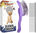 Dog Slicker Brush for Golden Doodle Grooming Kit - Dematting Brushes for Goldendoodles, Labradoodles, Poodles - Pet Hair Brush for Medium & Long Haired Dogs - Large (Purple)