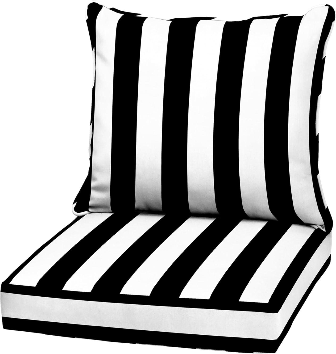 Arden Outdoor Deep Seat Cushion Set, 22 in x 24 in, Weather-Proof, Rain-Proof, Fade Resistant Patio Cushion Black Cabana Stripe