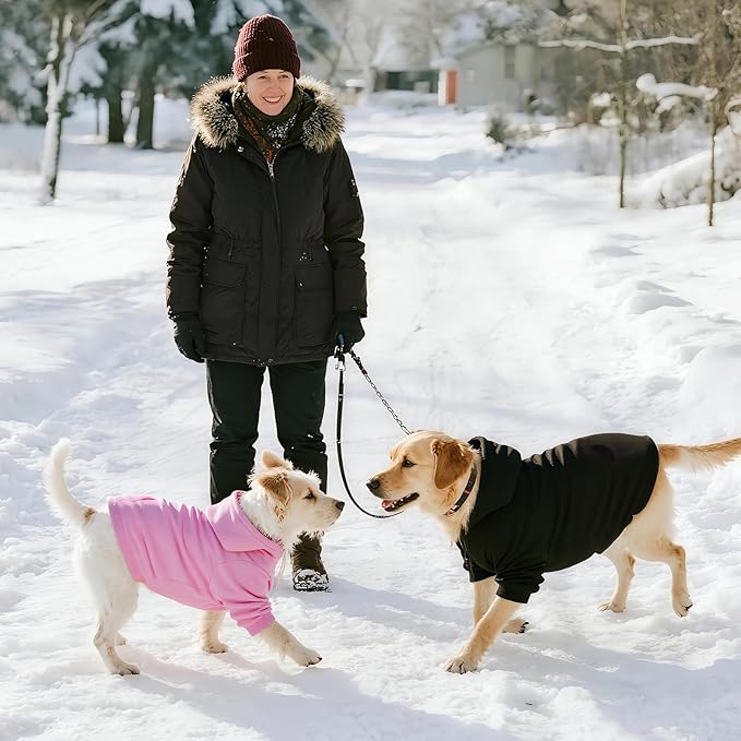 Dog Basic Hoodie Ultra-Soft Dog Clothes Cold Weather Sweaters for Medium Large Dogs Breathable Cozy Fabric Pet Coat Warm Stylish Sweatshirt with Leash Hole Pocket Dogs Jacket for Cats Boys Girls