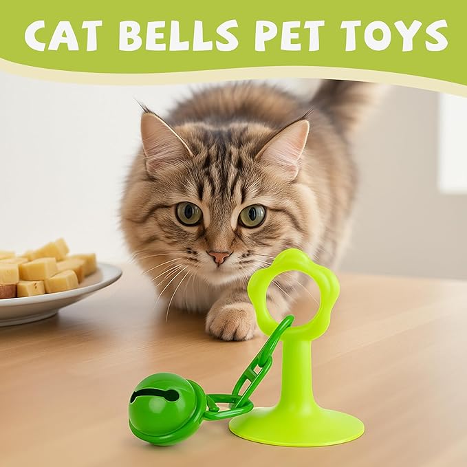 Li & Zhao Interactive Cat Toy - 3 PCS Cat Bell Toy Lightweight Cat Toys for Indoor for Kitten Training and Play Adhesive Rocking Toy with Bell Kitten Play Chase Exercise Physical Stimulation(3 Colors)