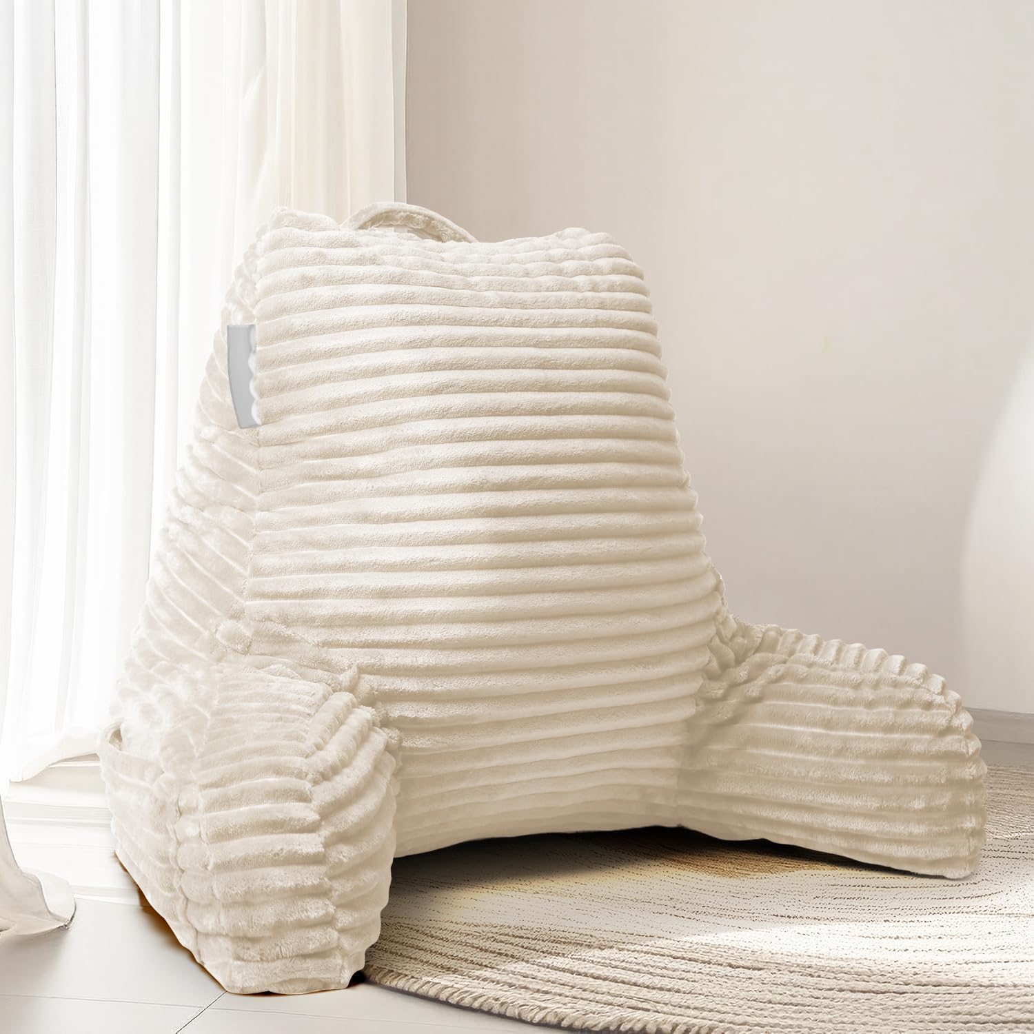 Hearth & Harbor Reading Pillow for Bed Adult – Back Pillow for Sitting in Bed, Standard Bed Pillows for Sitting Up in Bed, Foam Bed Chair Pillow, Linen Bed Rest Pillow