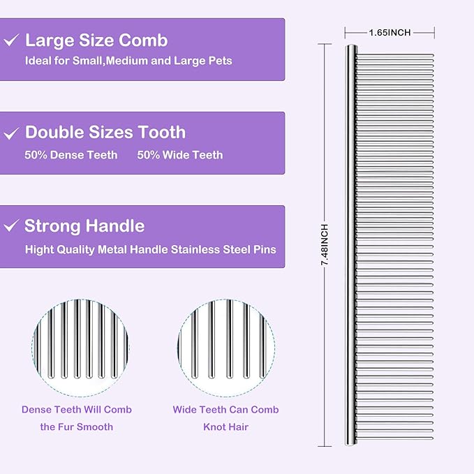 Dog Slicker Brush for Golden Doodle Grooming Kit - Dematting Brushes for Goldendoodles, Labradoodles, Poodles - Pet Hair Brush for Medium & Long Haired Dogs - Large (Purple)