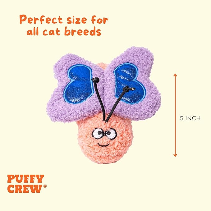 Interactive Catnip Cat Plush Toy, Insect Theme, 5'', for All Breed Size Cats (Butterfly)