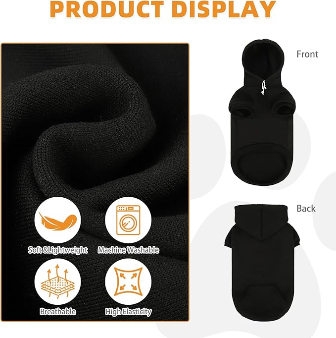 KOOLTAIL Dachshund Dog Hoodie - Soft and Warm Dogs Hoodie Sweater with Leash Hole and Pocket, Pet Winter Coat, Cold Weather Clothes Sweatshirt for Small Medium Large Dogs Puppy Cat Boys Girls S