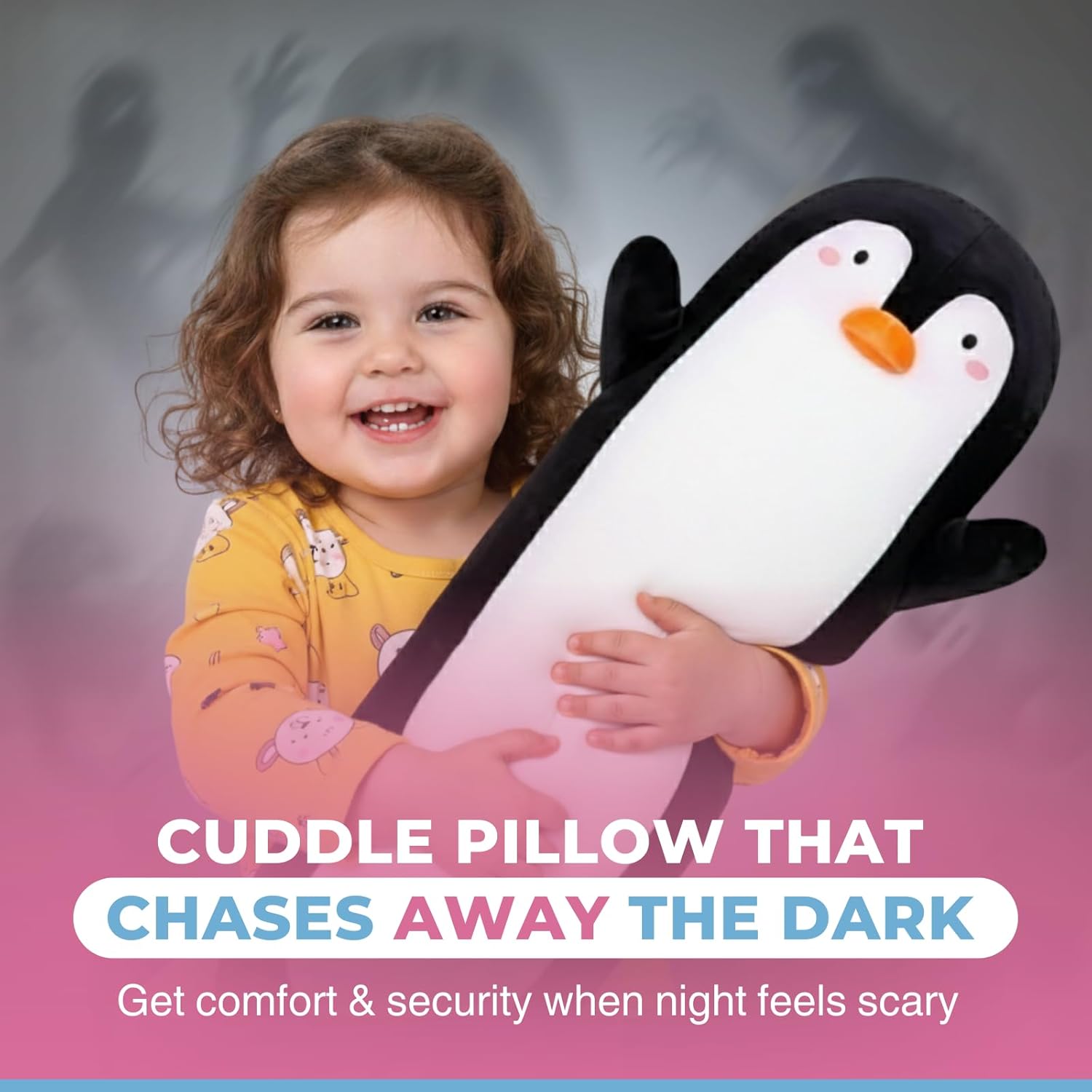 Penguin Plush Body Pillow for Kids | Long Stuffed Animal Cuddle Pillow | Soft Hugging Toy | Plushie Gift for Girls & Boys | Long Plush Body Pillow for Sleep & Comfort | Medium, 35 Inches