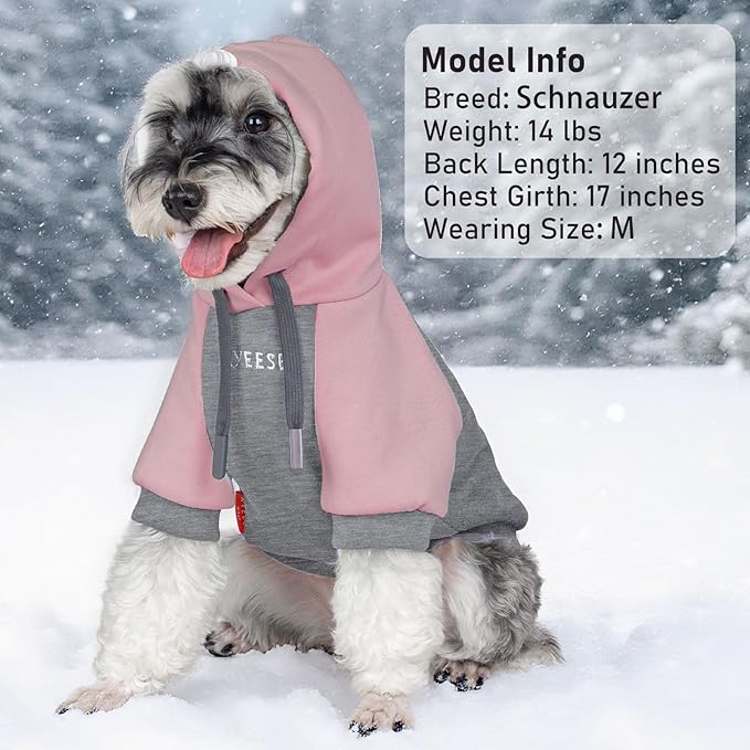 KYEESE Dog Hoodie Stretchy Warm Pet Clothes Pet Sweatshirt with Drawstring Comfort Cat Sweater Soft Dog Clothes for Small Dogs Cat Coat with Leash Hole Dogs Winter Coat for Cold Weather