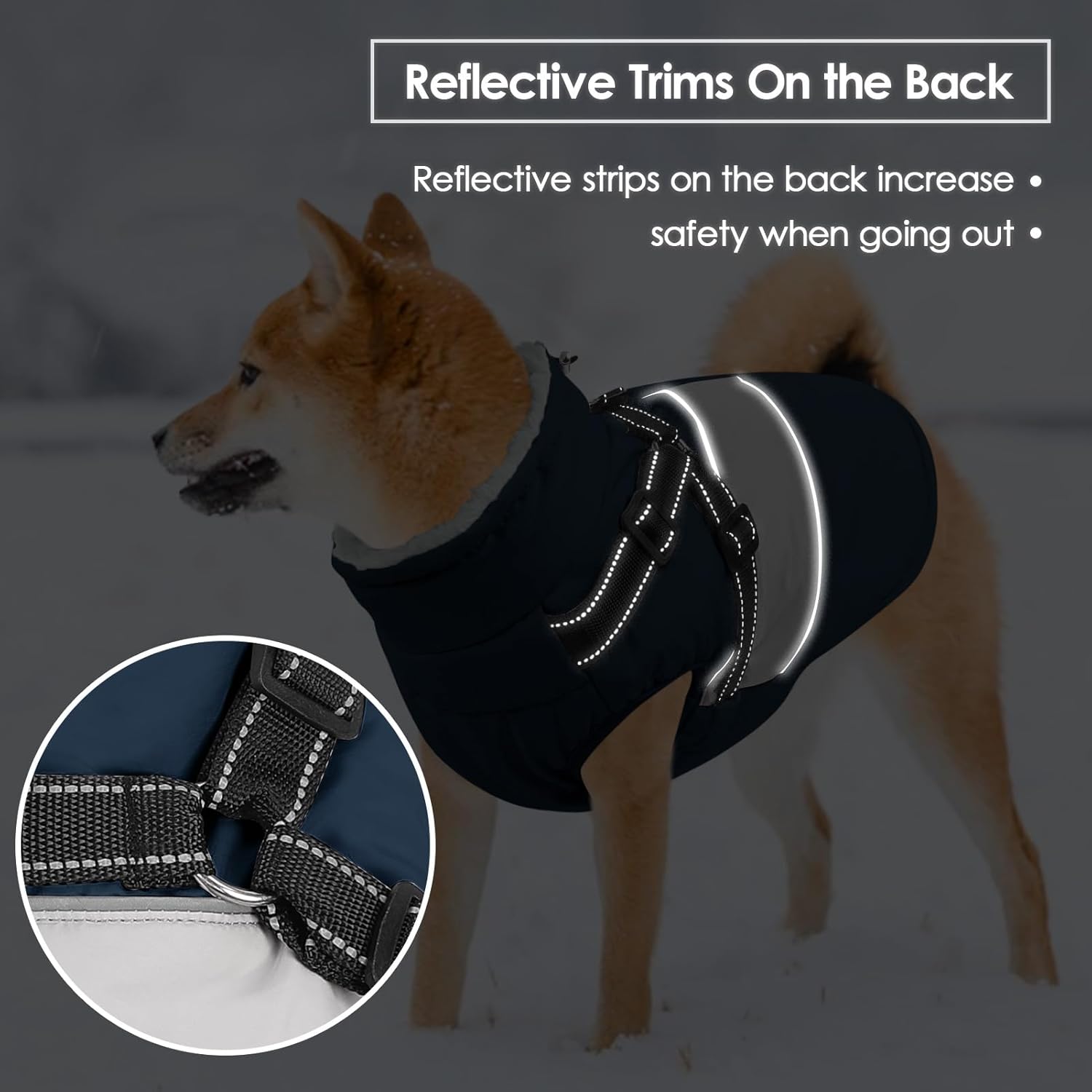 SUNFURA Dog Coat for Large Dogs, Warm Pet Jacket Winter with Harness Built in, Waterproof Pet Snow Jacket with Furry Collar, Reflective Fleece Snowsuit for Extra Large Dogs, Navy Blue XL
