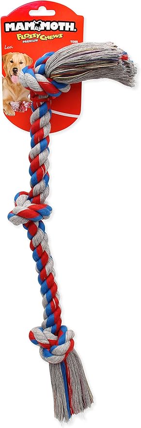 Mammoth Flossy Chews Rope Tug – Premium Cotton-Poly Tug Toy for Dogs – Interactive Rope Toy (Colors May Vary)