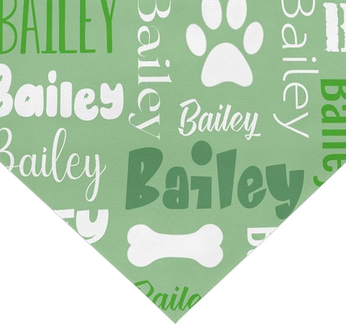 Personalized Dog Bandanas Custom Neckwear Name Button Anti-loosening Dog Scarf Triangle Bibs Kerchief Pet Costume Accessories for Small Medium Large Dogs Cats Pets Birthday-Green