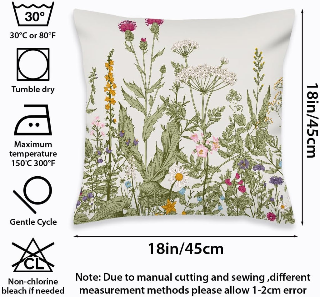 2 Pcs Vintage Flowers Pillow Cover, Rustic Cotton Linen Decorative Square Throw Pillow Cover, Gifts for Women Friend Sister Coworker Birthday Christmas Mothers Day Friendship