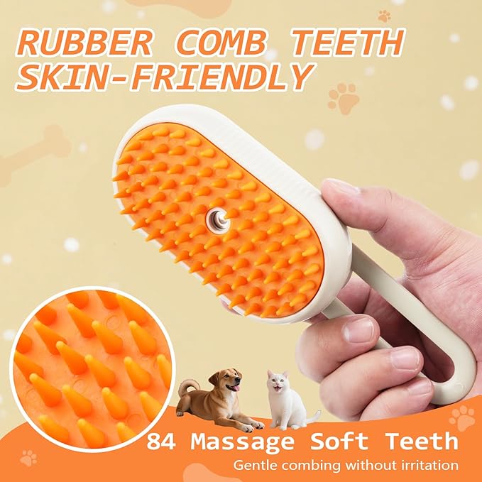 Cat Steam Brush for Shedding, 4 in 1 Rechargeable Pet Steam Brush Set for Dogs & Cats, Pet Spray Hair Removal Comb with Waterless Shampoo, Anti-Static, Massage, Cleaning & Combing All in One
