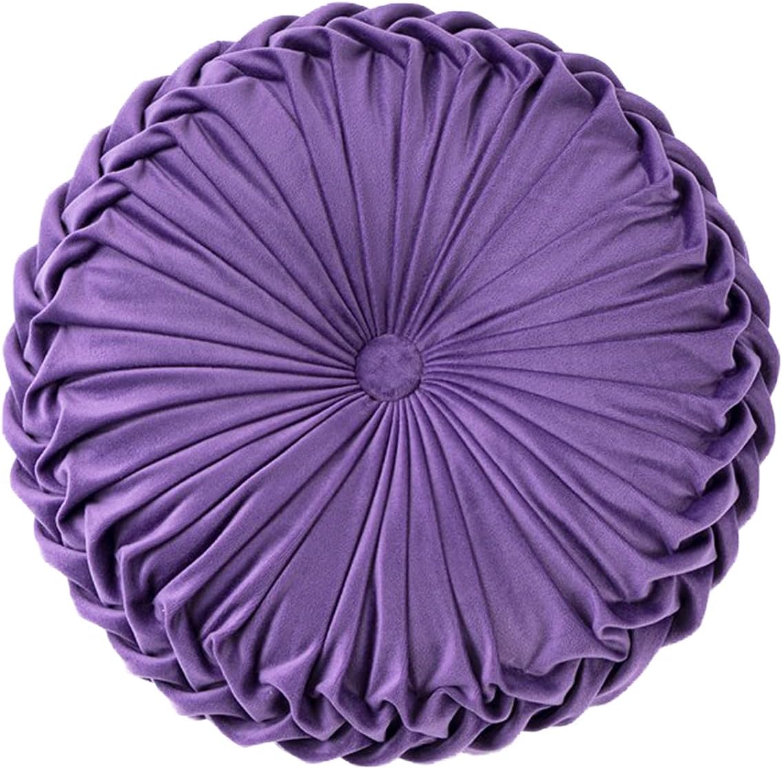 HLOVME Throw Pillow for Couch Decorative 3D Pumpkin Round Velvet Cushion for Sofa Bed Chair Floor 15"X15", Purple