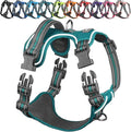 VIVAGLORY Dog Harness Easewalk No Pull Dog Harness with Handle & Front Back Clip for Training Lifting, Easy On Adjustable Padded No Pull for Pet & Puppy, XS, Hunter Teal