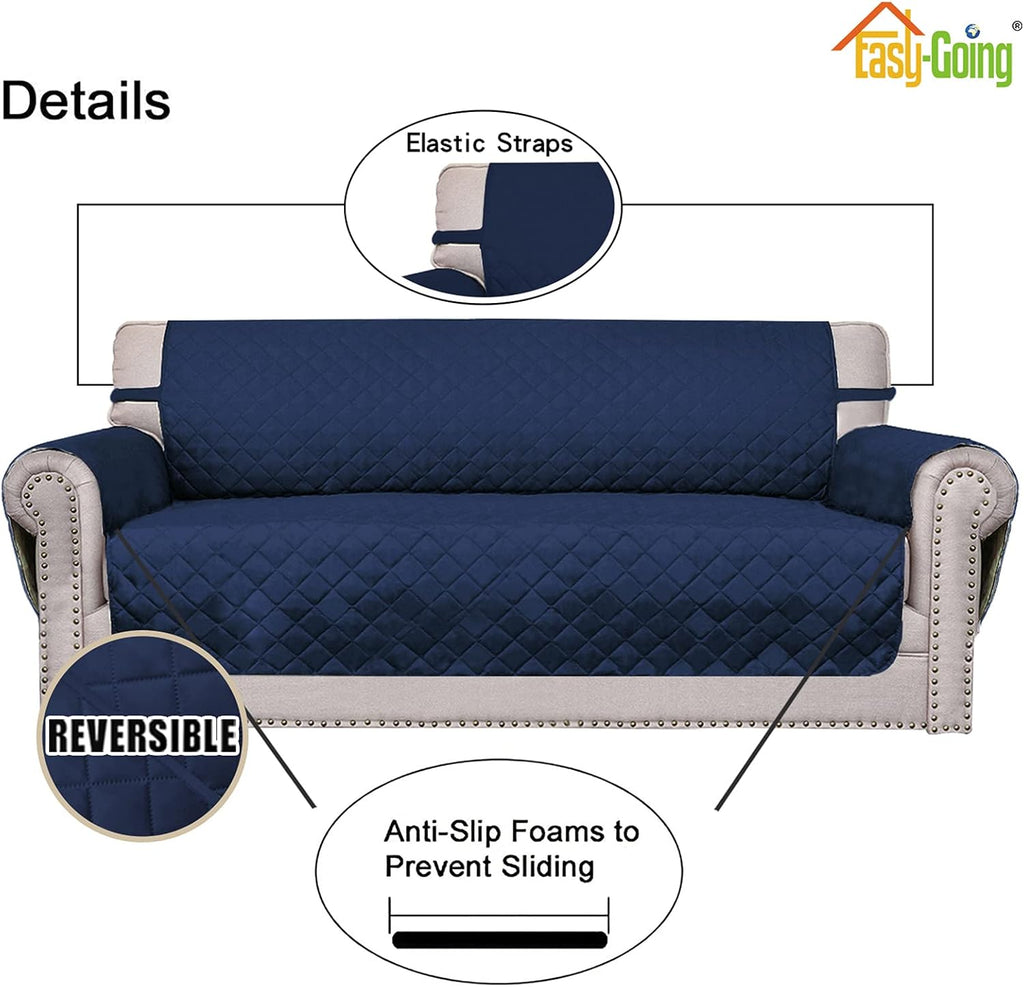 Easy-Going Oversized Chair Sofa Slipcover Reversible Sofa Cover Water Resistant Couch Cover Furniture Protector Cover with Elastic Straps for Pets Dog (Oversized Chair, Navy/Navy)