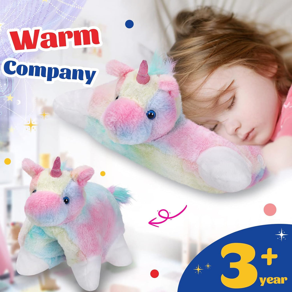 Glow Guards 16" Rainbow Unicorn Stuffed Animal Cute Soft Lovely Colorful Plush Toy Pillow Bedtime Sofa Decors Birthday Christmas Children's Day Gifts for Toddlers Kids