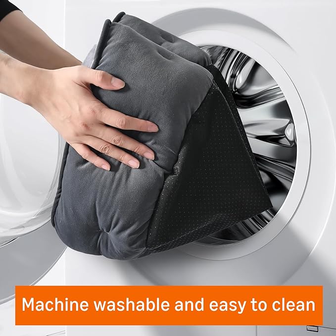 Amazon Basics Round Dog Bed for Small Dogs, Cat Beds for Indoor Cats, Washable Puppy Bed with Soft Plush Cushion, Anti-Slip Bottom, 20x19x6 Inches, Gray